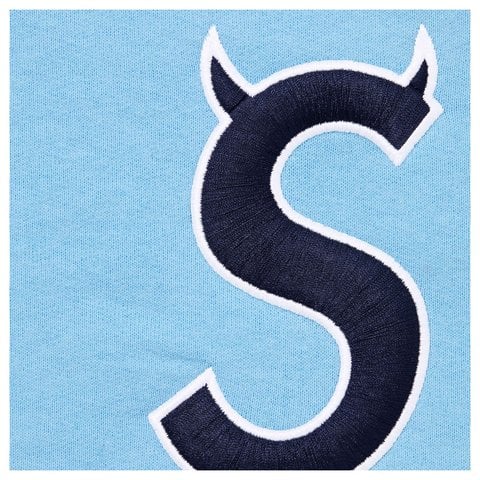 Supreme Devil S Logo Zip Up Hooded Sweatshirt - Light Blue