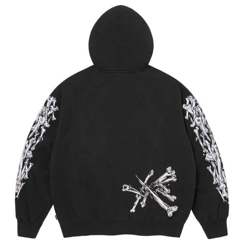 Supreme Monster Jam™ Grave Digger™ Bones Zip Up Hooded Sweatshirt - Black