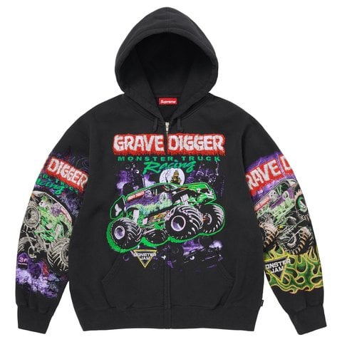 Supreme Monster Jam™ Grave Digger™ Zip Up Hooded Sweatshirt - Black
