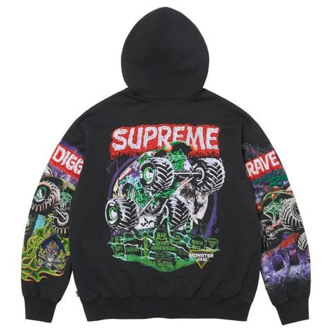 Supreme Monster Jam™ Grave Digger™ Zip Up Hooded Sweatshirt - Black