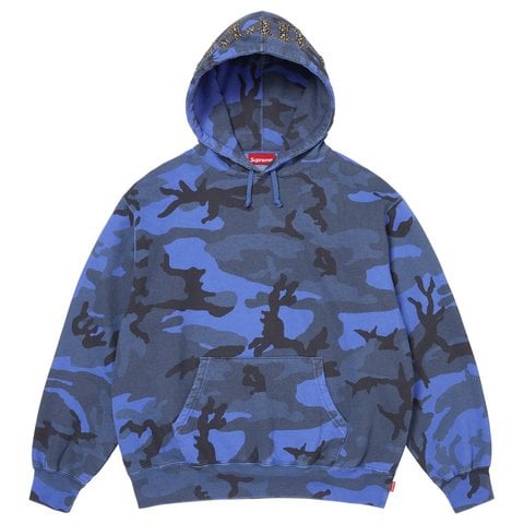 Supreme Overdyed Studded Hooded Sweatshirt - Blue Camo