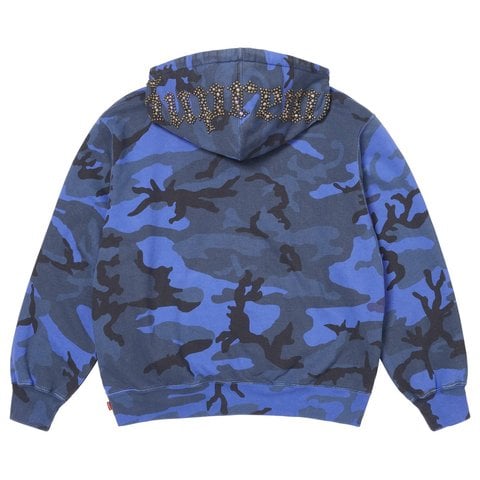 Supreme Overdyed Studded Hooded Sweatshirt - Blue Camo