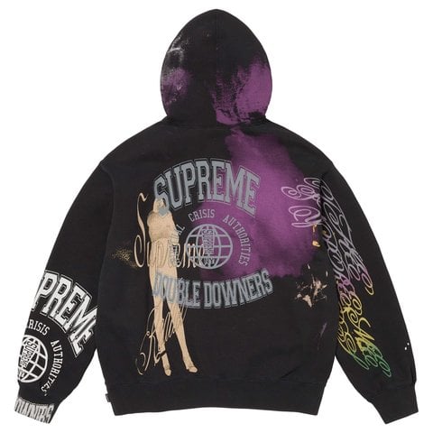 Supreme Overprint Hooded Sweatshirt - Black