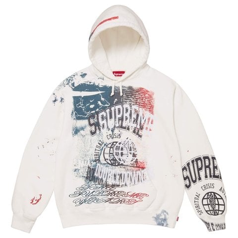Supreme Overprint Hooded Sweatshirt - White