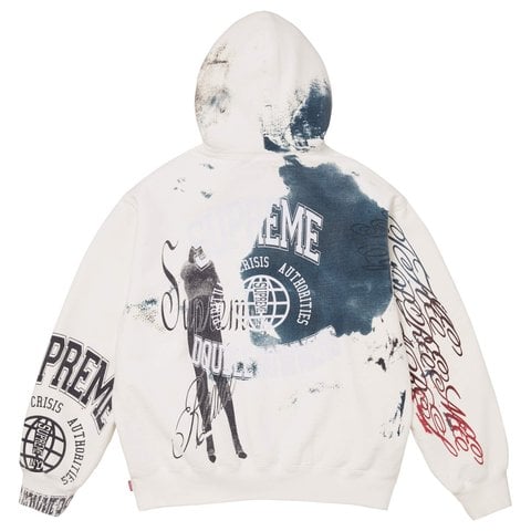 Supreme Overprint Hooded Sweatshirt - White