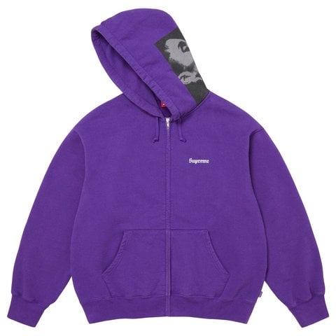 Supreme Paris Is Burning Zip Up Hooded Sweatshirt - Purple