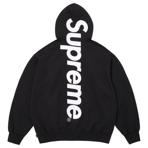 Supreme Satin Appliqué Hooded Sweatshirt - Black