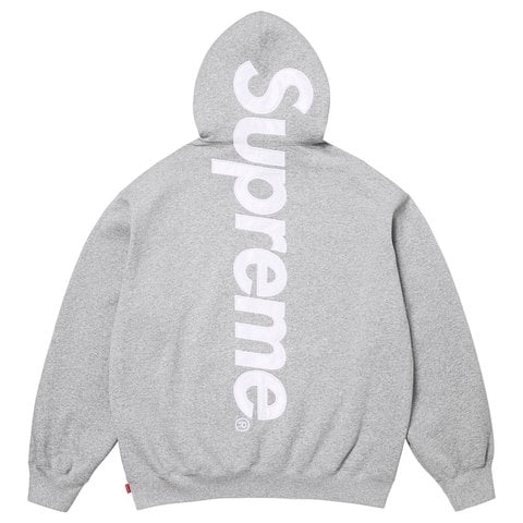 Supreme Satin Appliqué Hooded Sweatshirt - Heather Grey