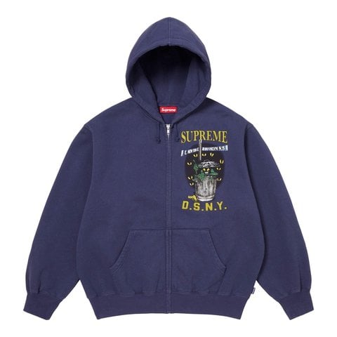 Supreme Supreme/DSNY Zip Up Hooded Sweatshirt - Washed Navy