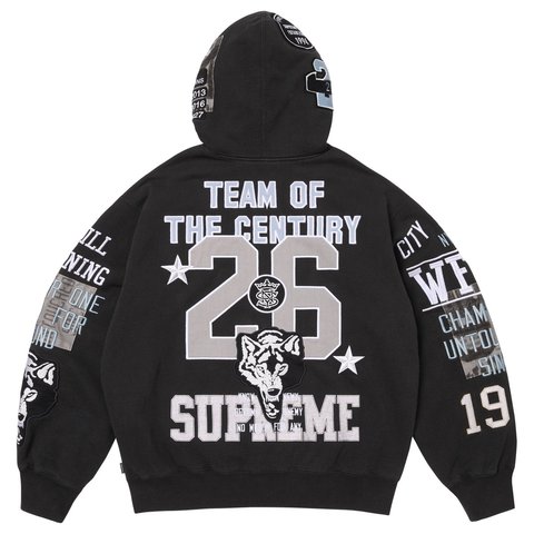 Supreme Warriors Appliqué Zip Up Hooded Sweatshirt - Black