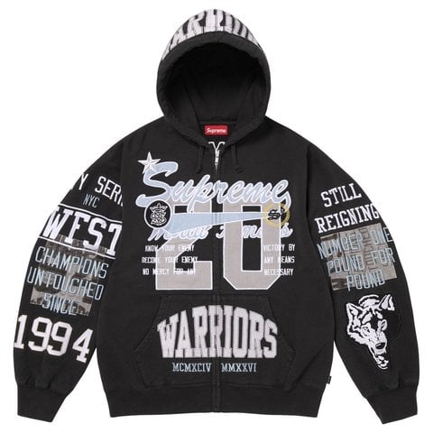 Supreme Warriors Appliqué Zip Up Hooded Sweatshirt - Black