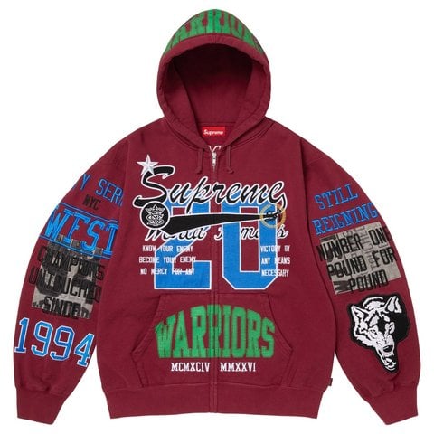 Warriors Appliqué Zip Up Hooded Sweatshirt - Supreme