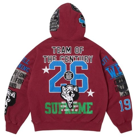 Warriors Appliqué Zip Up Hooded Sweatshirt - Supreme
