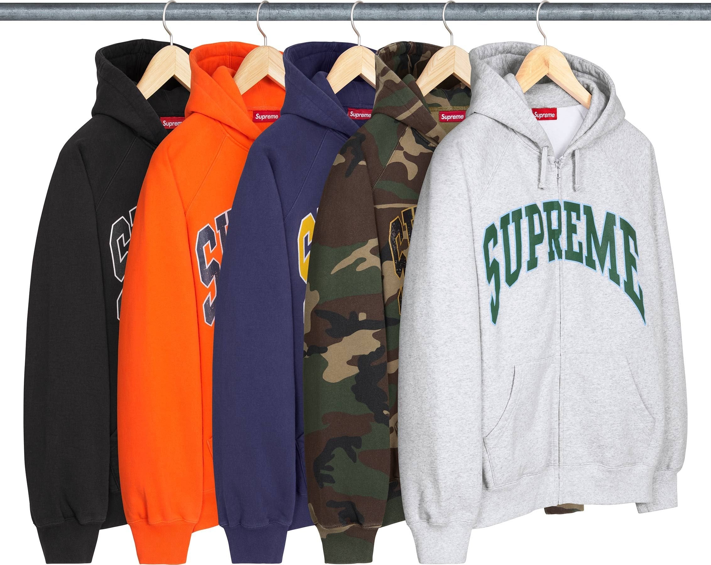 Cracked Raglan Zip Up Hooded Sweatshirt - Supreme