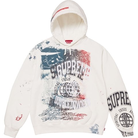 Supreme Overprint Hooded Sweatshirt - White