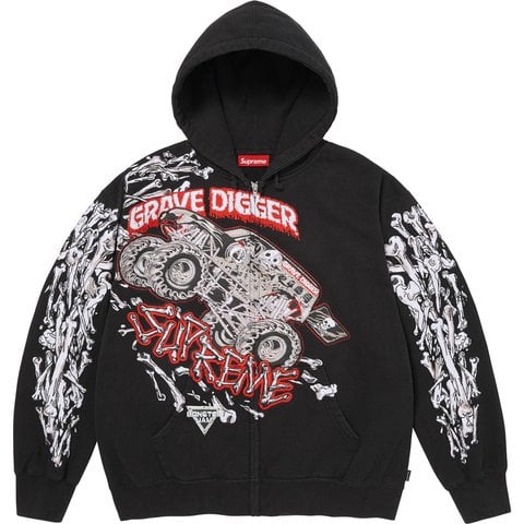 Supreme Grave Digger Bones Zip Up Hooded Sweatshirt