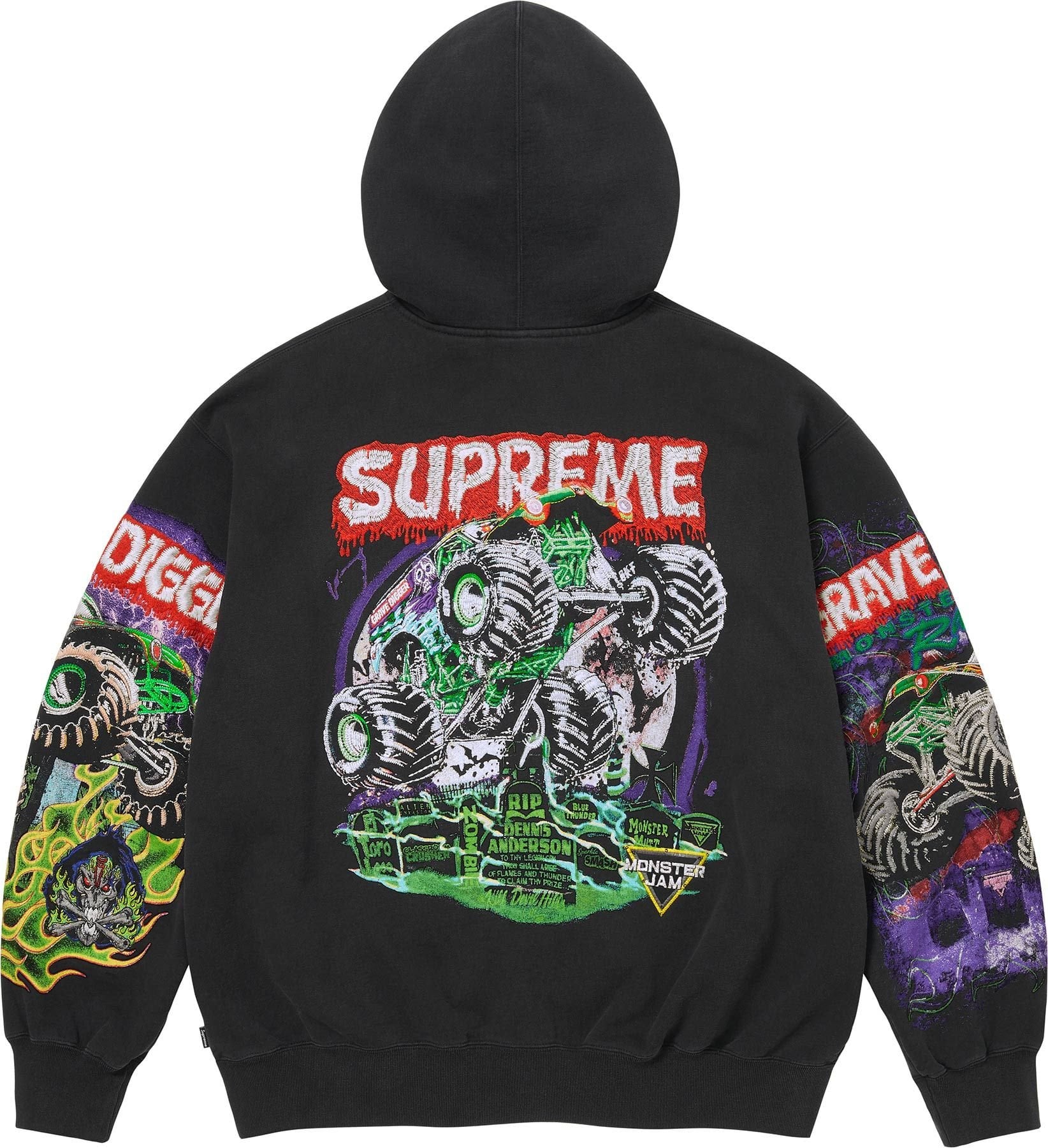 Grave Digger Zip Up Hooded Sweatshirt - Supreme Grave Digger Zip Up Hooded Sweatshirt - Supreme