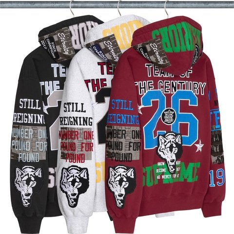 Warriors Appliqué Zip Up Hooded Sweatshirt