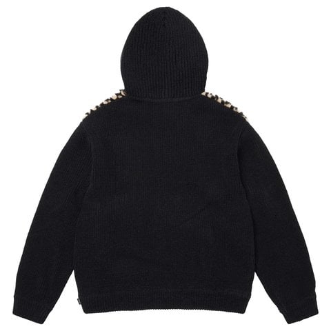Checkerboard Faux Fur Zip Up Hooded Sweater - Supreme
