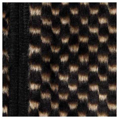 Checkerboard Faux Fur Zip Up Hooded Sweater - Supreme
