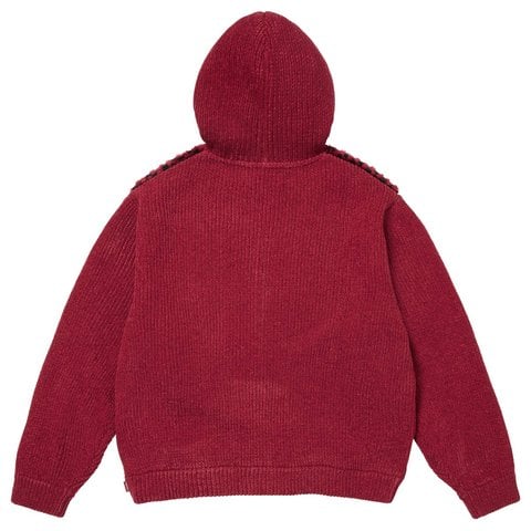 Checkerboard Faux Fur Zip Up Hooded Sweater - Supreme