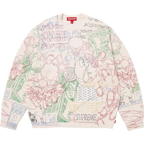 Supreme Collage Embroidered Sweater - White