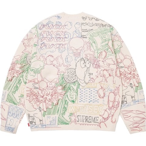 Supreme Collage Embroidered Sweater - White