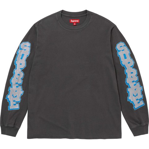Supreme Cracked Sleeve L/S Top - Washed Black
