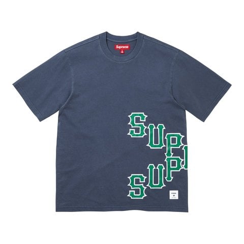 Supreme Cracked Spellout S/S Top - Washed Navy
