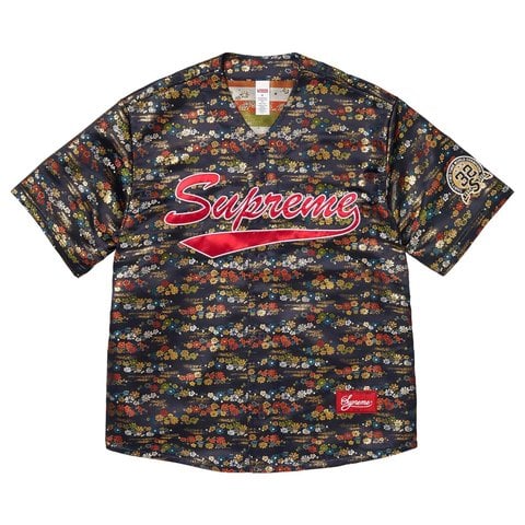 Supreme Floral Jacquard Baseball Jersey - Navy