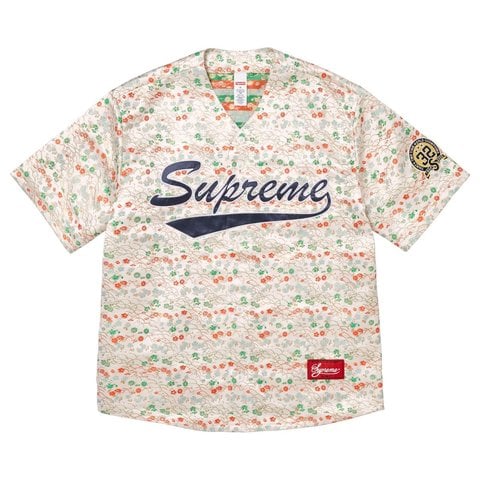 Supreme Floral Jacquard Baseball Jersey - White