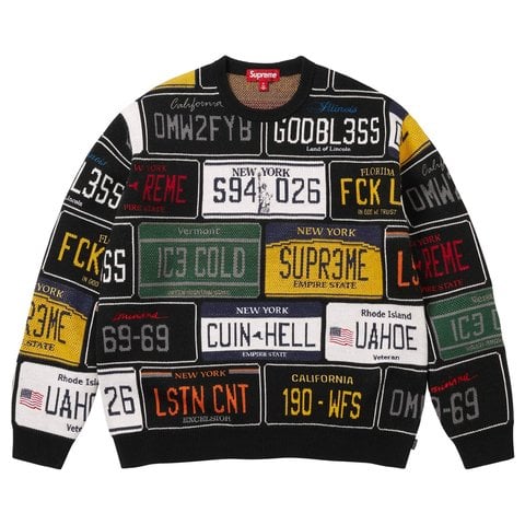 Supreme License Plate Sweater - Black