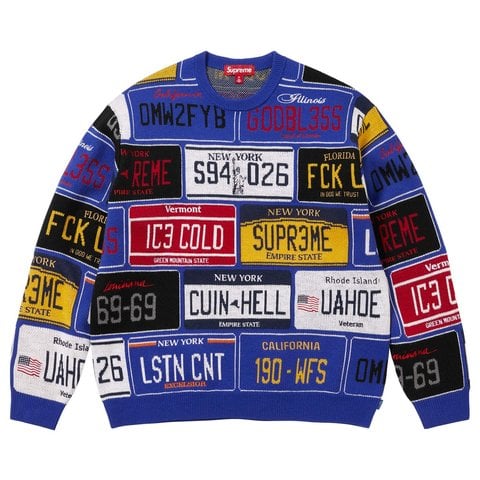 Supreme License Plate Sweater - Royal