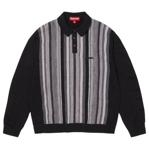 Supreme Multi Stripe Polo Sweater - Black