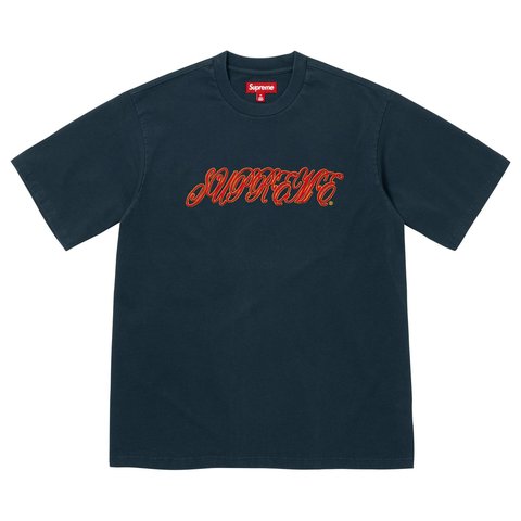 Supreme Raised Script S/S Top - Navy
