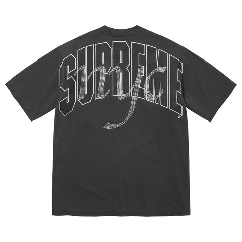 Supreme Rhinestone Script S/S Top - Black