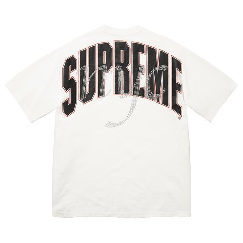 Supreme Rhinestone Script S/S Top - White