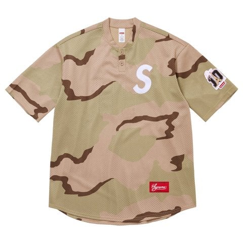 Supreme Shop S Logo Baseball Henley - Desert Camo - Paris   