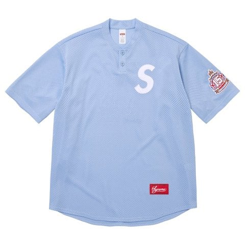 Supreme Shop S Logo Baseball Henley - Light Blue - London 