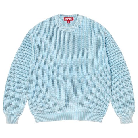 Supreme Washed Small Box Waffle Sweater - Light Blue