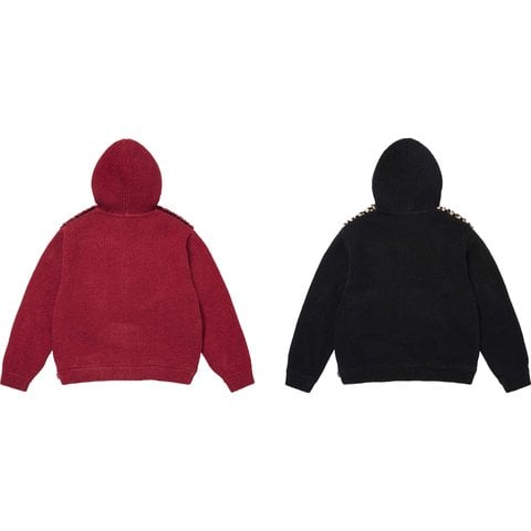 Checkerboard Faux Fur Zip Up Hooded Sweater - Supreme