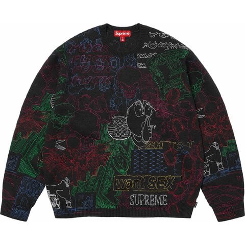 Supreme Collage Embroidered Sweater - Black