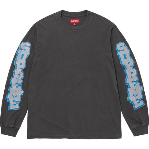 Supreme Cracked Sleeve L/S Top - Washed Black