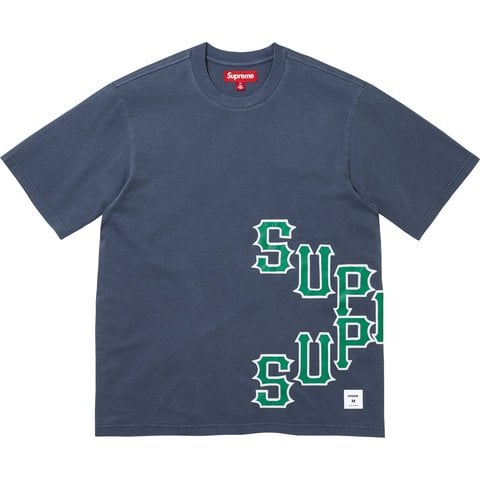 Supreme Cracked Spellout S/S Top - Washed Navy