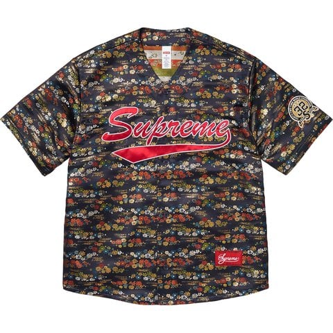 Supreme Floral Jacquard Baseball Jersey - Navy