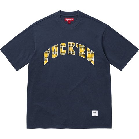 Supreme Fuck Em Plaid S/S Top - Navy