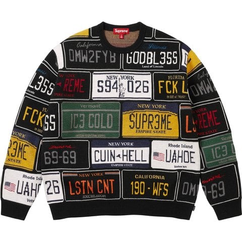 Supreme License Plate Sweater - Black