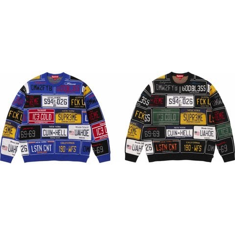 Supreme License Plate Sweater - $188.00