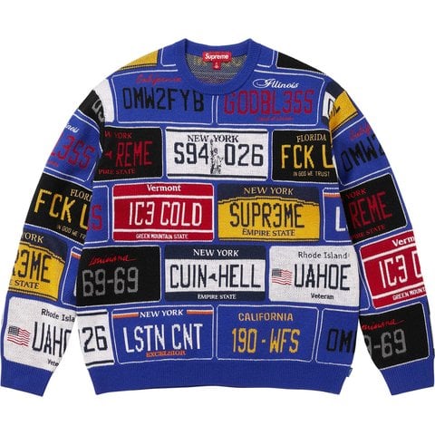 Supreme License Plate Sweater - Royal