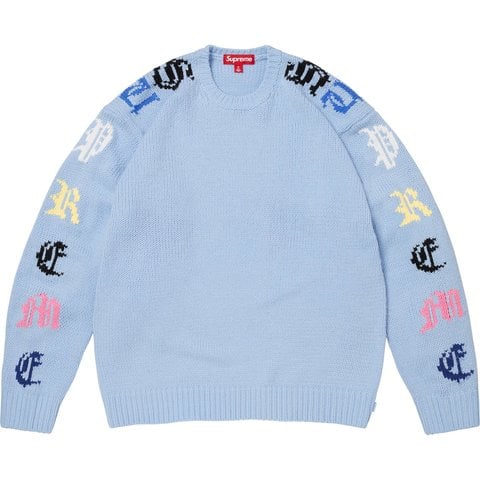 Supreme Old English Sleeves Sweater - Light Blue